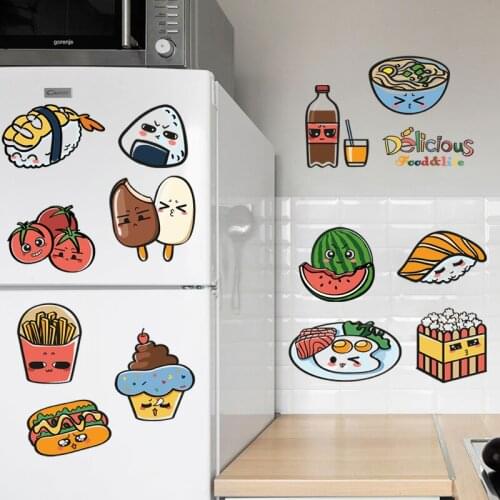 Creative Food Kitchen Wall Stickers for Door Fridge Decoration Waterproof Art Posters Wall Decals Cooker Wallpaper Home Decor