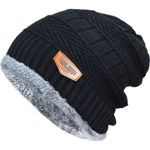 Mens Winter Hat 2021 Fashion Knitted Black Hats Fall Hat Thick and Warm and Bonnet Skullies Beanie Soft Knitted Beanies Cotton
