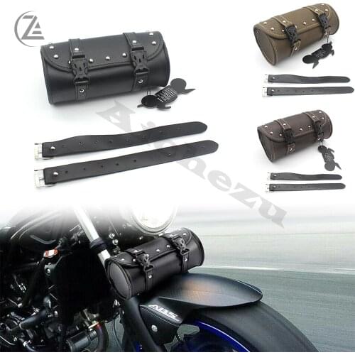 ACZ Retro Motorcycle Saddle Bags Leather Motorbike Side Tool Luggage for Harley Universal