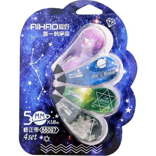 4Pcs Correction Tape Set Fantastic Star Sky Stationery Correcting Tool Student Gift School Supplies U4LD