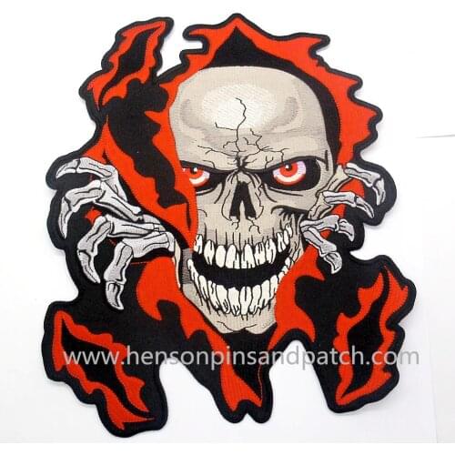 Customize cheap embroidery skull patches iron on patch