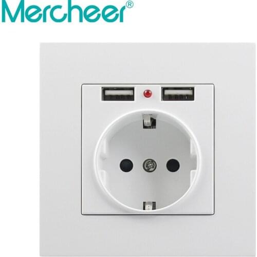 Wall Socket Power 16A German EU Standard Outlet With 2A Dual USB Charger Port for Mobile Phone