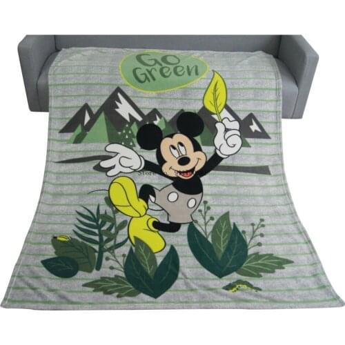 Disney Green Stripe Lovely Cartoon Mickey Patterns Blanket Comfy Soft Flannel Children Adult Bed Sofa 130x160cm Home Textile