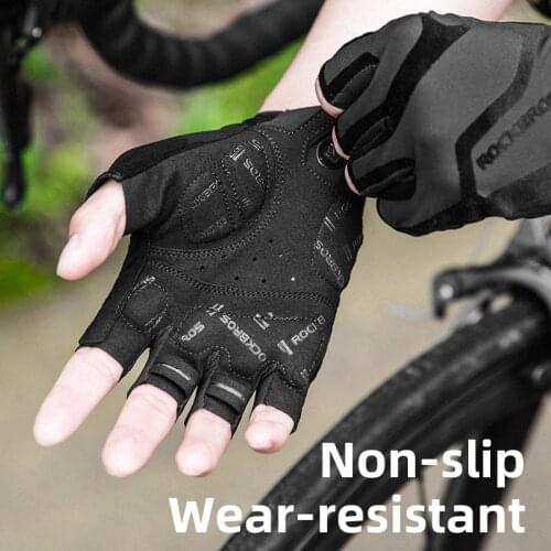 ROCKBROS Sport Mens Gloves Breathable Shockproof Gloves Summer Fingerless Ridinig MTB Mountain Bicycle Gloves Cycling