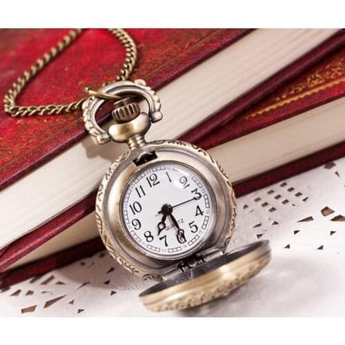 Hot Fashion Woman Vintage Retro Bronze Quartz Pocket Watch Pendant Chain Necklace Drop Shopping Reloj De Bolsillo Women Watches
