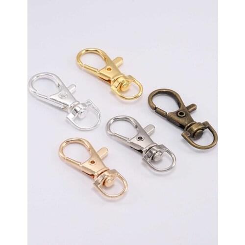 10pcs/lot 14 X 32mm Split Key Ring Swivel Lobster Clasp Connector for Bag Belt Dog Chains DIY Jewelry Making Findings Bag Strap