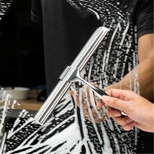 Glass Squeegee Stainless Steel Window Wiper Bathroom Mirror Shower Scraper Household Desktop Cleaning Brush With Hanging Hook