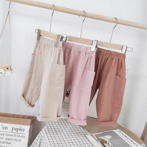 2 3 4 5 6 Years Toddler Girls Shorts Summer 2019 Casual Knee-length Pants For Boys Elastic Waist Big Pocket Shorts Kids Capris