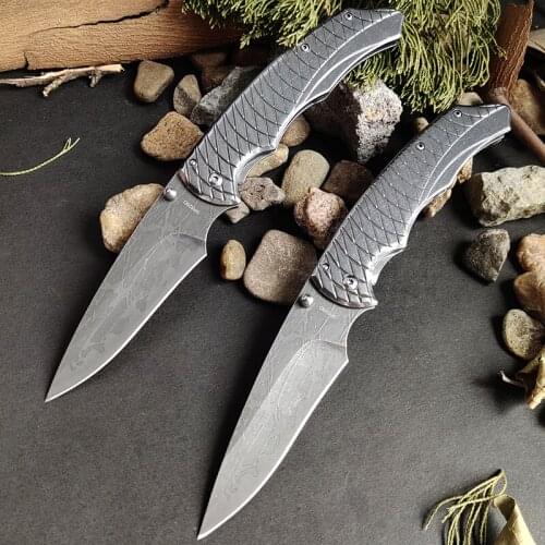 RM All-Steel Folding Knife, SR52D 003379 Exquisite Outdoor Knife Camping Adventure Self-Defense Stealth Portable EDC Fruit Knife