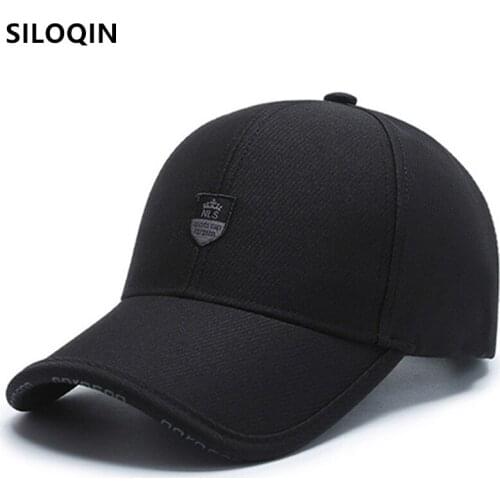 SILOQIN Snapback Cap Mens Cap Cotton Baseball Cap Adjustable Size Casual Sports Caps Middle-aged Elderly Male Bone Black Cap
