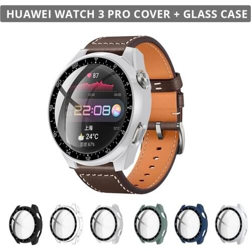 Glass Film Case for Huawei Watch 3 pro 48mm Tempered Glass Film Case with Glass for Watch 3 pro 48mm Full Cover Hd Bumper 2021
