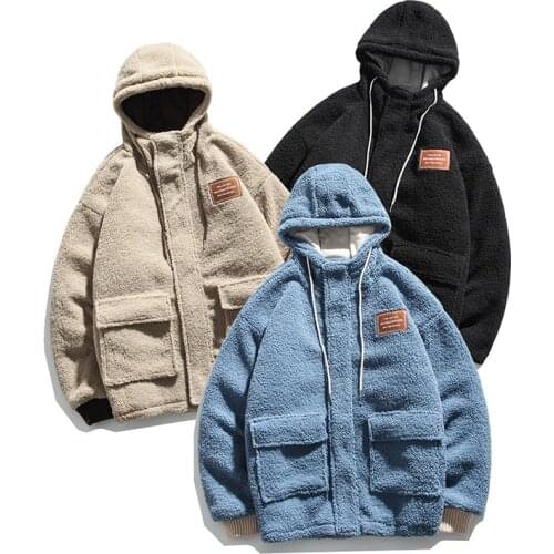 Loose hooded casual coat Vintage cashmere long sleeve lovers cotton padded clothes college cotton clothes men and women