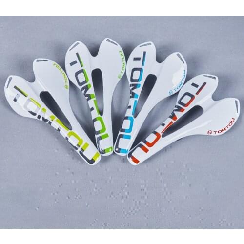TOMTOU Bicycle Saddle Carbon Fibre Bike Seat Cushion Cycling Saddle for Bicycle Bike Accessories White 3K Glossy