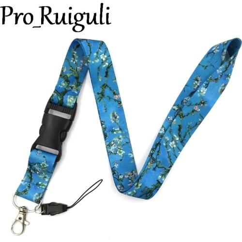 30pcs Van gogh Branches of an almond tree in blossom Funny art Neck Strap for Phone Keys ID Card Lanyards webbings ribbons gifts