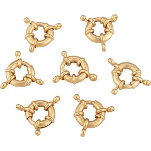 10pcs Golden Plated Brass Spring Ring Clasps Connectors Bracelet Necklace Clasps for Jewelry Making Findings 14.5x5mm