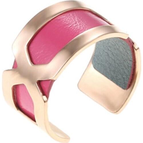 Cremo DIY Open Rings For Women Original Handmade Stainless Steel Rose Gold Rings Interchangeable Leather For French Femme Bague