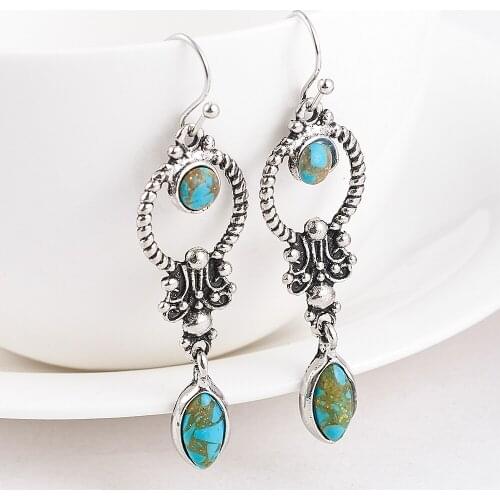 Resin Stone Ethnic Vintage Hanging Earrings Indian Tribal Personality Dangle Drop Earrings for Women 2020 Accesorios Mujer