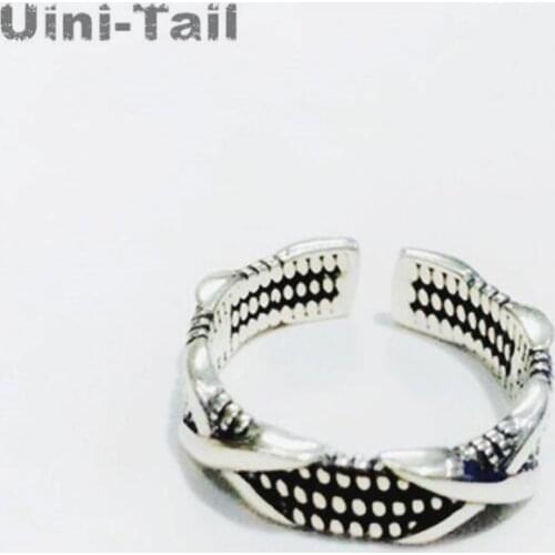 Uini-Tail2019 new listing 925 sterling silver fashion personality double XX ring creative retro old fashion people ring opening