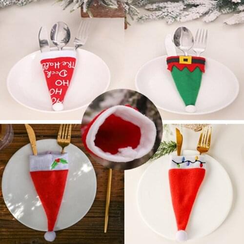 1PC Christmas Decorations Kitchen Tableware Holder New Year 2022 Christmas Gift Tableware Fork Knife Holder Bag