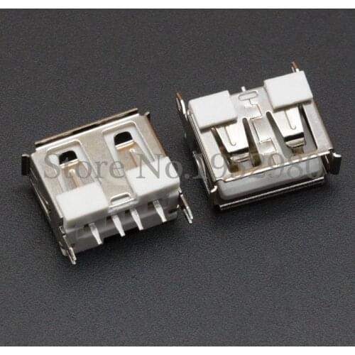 10PCS 2.0 USB Connector Adapter A/F 180 Degree 10.0mm High 4 Pin with Brim RoHS for Data Transmission Charging