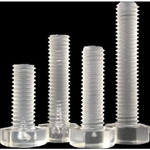 10pcs PC M8 Acrylic Transparent PC non-conductivity oxidation resistance Outside Hex Hexagonal Screw Bolt