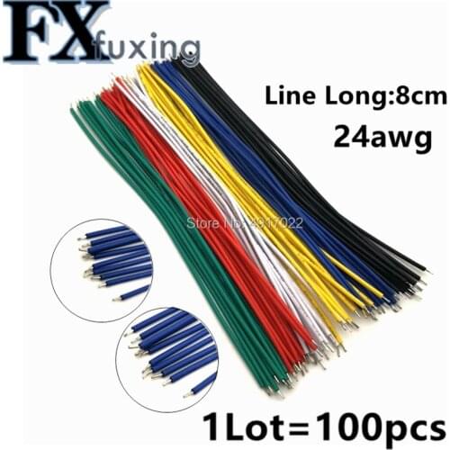 100PCS/LOT Tin-Plated Breadboard PCB Solder Cable 24AWG 8cm Fly Jumper Wire Cable Tin Conductor Wires 1007-24AWG Connector Wire