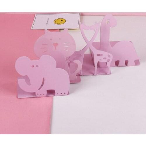 2pcs Cartoon Animal Bookends Book Stand Support Desktop Magazine Organizer Shelf XXUC