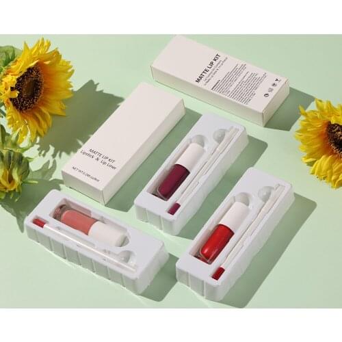 20 Color White Box Lip Gloss Lip Liner Makeup Set Private Label Custom Logo Wholesale