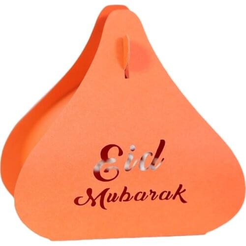 2021 New 100Pcs Eid Mubarak Hollow Letter Candy Box Muslim Ramadan Triangle Chocolate Bag