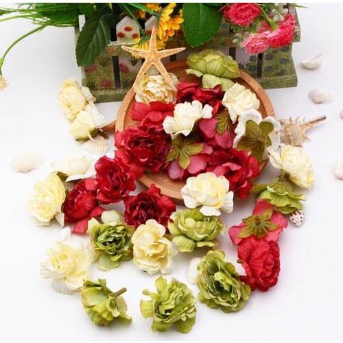 50/25pcs DIY artificial flower heads silk rose flower red head wedding party home decoration DIY wreath scrapbook gift box craft