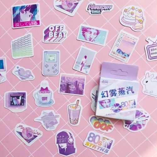 50 pcs/ Box Purple Style Dream Magic 80s Memories Decorative Paper Stickers Decoration
