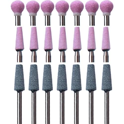 7pc Ceramic Stone Nail Drill Bit Milling Cutters Cuticle Clean Burrs Polishing Nail Files Pedicure Tool Combination Accessories