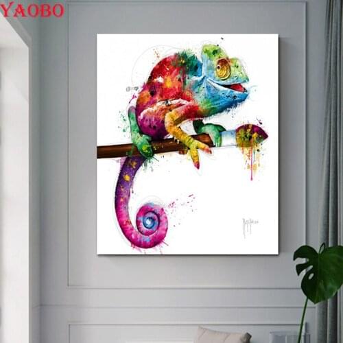 Yaobo Full Diamond Embroidery Animal Chameleon DIY Diamond Painting Mosaic Square/Round Picture Of Rhinestones Decoration Home