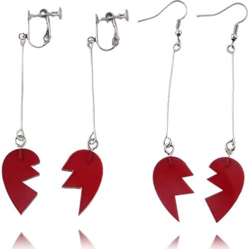Anime JoJos Bizarre Adventure Kakyoin Noriaki Earrings No Ear Hole Pierre Polnareff Splice Heart Long Earrings Women Men Jewelry