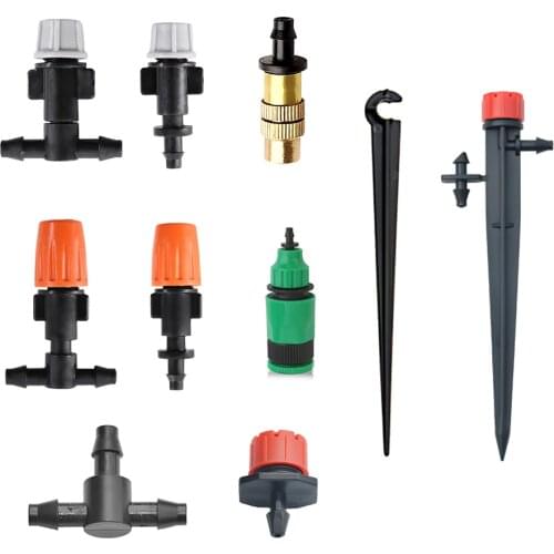 Automatic Drip Watering Sprayers Adjustable Irrigation Sprinkler Micro Spray Nozzle Hose Tee Gardening Tools for Greenhouses