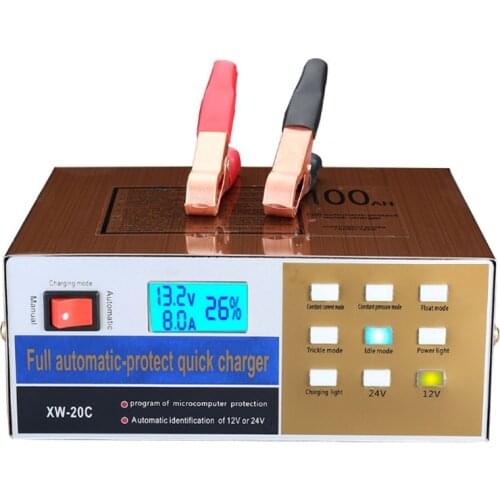 English version Full Automatic Car Battery Charger Intelligent Pulse Repair Battery Charger 12V/24V Truck Motorcycle Charger