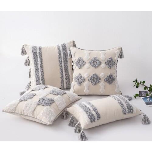 Free Shipping 45*45/30*50cm Morocco Boho Tufted Nordic Style Waist Pillow Case Long Cotton Decoration Cushion Cover No Core G