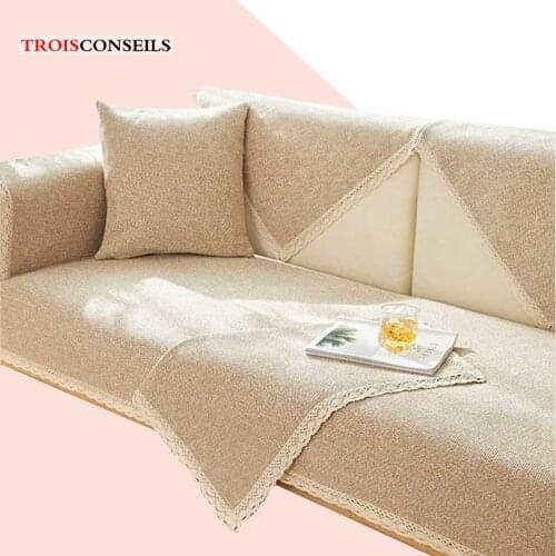10 Colors Cotton Linen Fabric Sofa Cover Modern Soft Non-slip Solid Color Couch Cover Slipcover Seat Sofa Towel for Living Room