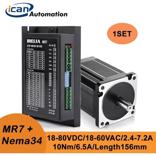 ICAN Digital Step Motor Nema34 85H2P15160A4 10Nm 6.0A 156mm Cnc Controller MR7 2.4-7.2A 18-110VDC 18-60VAC Electronics KiT