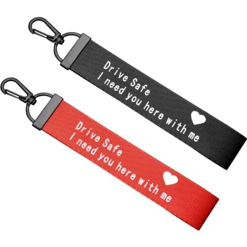 Drive Safe I Need You Here With Me Ribbon Keychain For Dad Husband Jewelry Gift F3MF