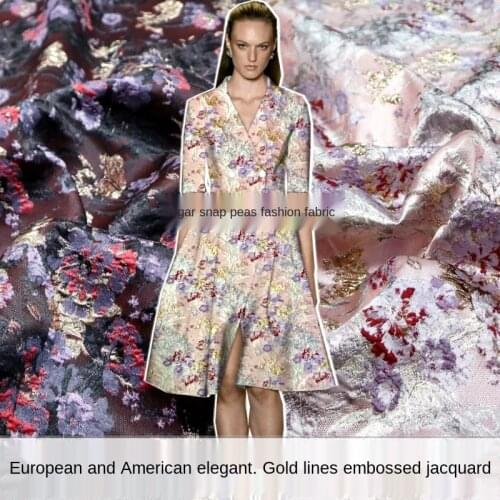 Elegant three-dimensional embossed gold silk flower yarn-dyed jacquard fabric, sewing fabric factory shop is not out of stock