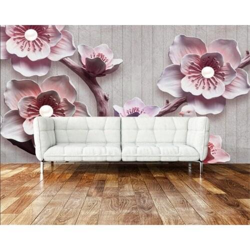 Beibehang Custom papel de parede 3d embossed plum blossom photo wallpaper living room TV sofa study room wall papers home decor