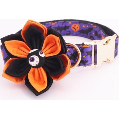 Halloween Dog Collar Bow Tie with ghost, jack o lantern, candy corn, spider for halloween holidays