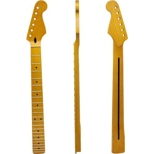 ST guitar neck yellow electric guitar neck small head Canada maple ST neck 22 frets matte finish strat guitar neck