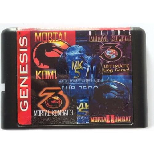 Mortal Kombat Collection 5 In 1 Multi Game Cartridge For 16 bit Sega Mega Drive & Genesis