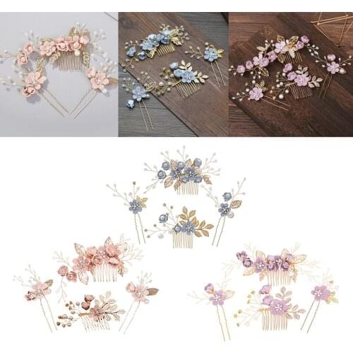 3 Sets Wedding Hair Accessories Set, Bridal Party Hairpin, Flower Hair Combs, Barrette Hair Clips, Bridal Wedding