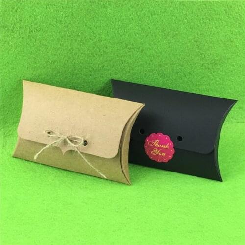 Kraft Handmade Paper Box Brown Black With Stickers+Strings 50Pcs/Lot Jewelry/Small Gift Carrying Case Product Packing Boxes