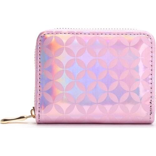 KANDRA Fashion Women Short Hologram Wallet PU Leather Lady Small Money Bag Zipper Laser Card Holders Clutch Coin Purses