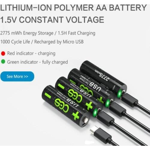 4pcs CES 1.5V AA 2775mwh li-polymer rechargeable Toys battery For camera,game, + USB charging line