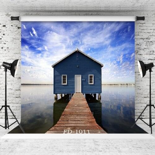 Sea Walkway House Photographic Background For Photo Shoot Props Portrait Kids Vinyl Cloth Photo Backdrop Photo Studio